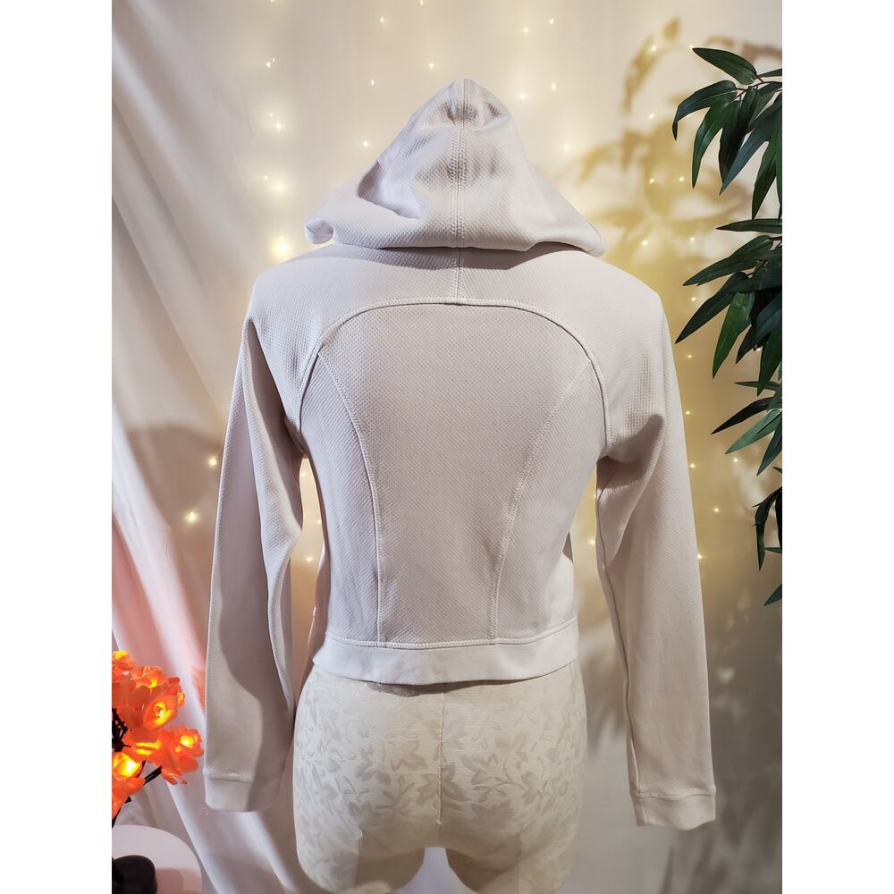 Athleta Swerve Hooded Zip Up Cropped Athletic Jacket Womens Size XS White Active - Picture 5 of 13